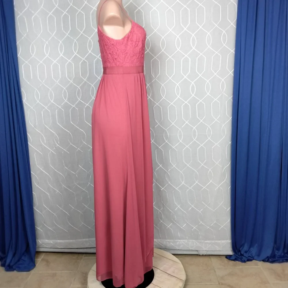 Adriana Papell Gown Salmon Peach Bridesmaid, Prom, evening gown Lace Top8 - Picture 9 of 10